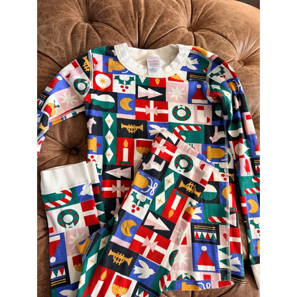 Hanna Andersson Kids Size 140 10 Holiday Geometric Organic Cotton Pajama Set